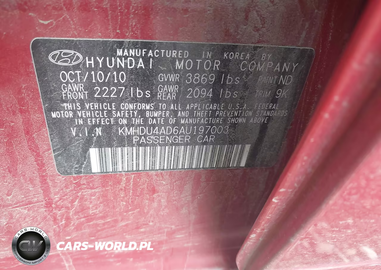 2010 Hyundai Elantra Gls VIN:KMHDU4AD6AU197003 - 9