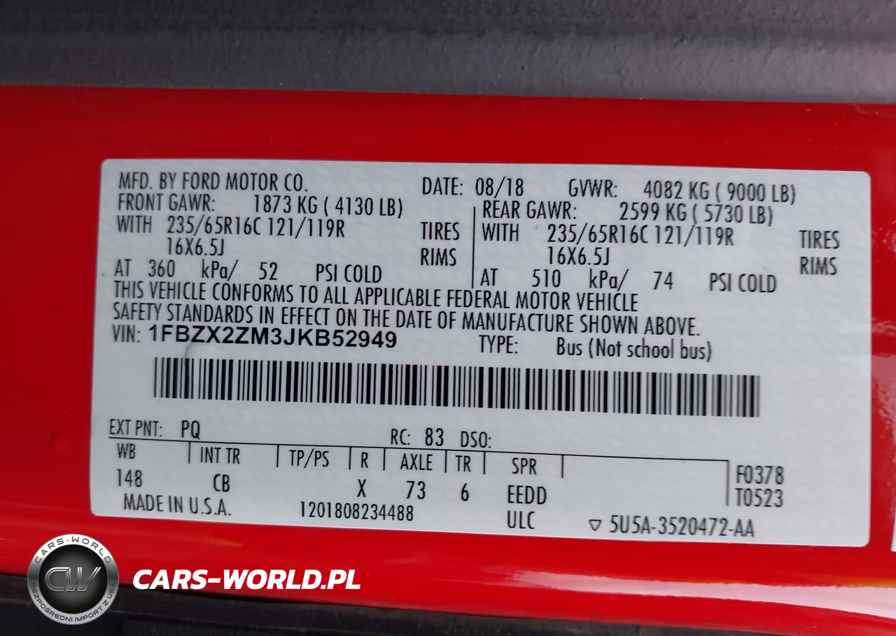 2018 Ford Transit-350 Xl VIN:1FBZX2ZM3JKB52949 - 9