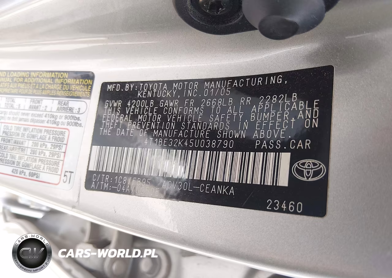 2005 Toyota Camry Std VIN:4T1BE32K45U038790 - 9
