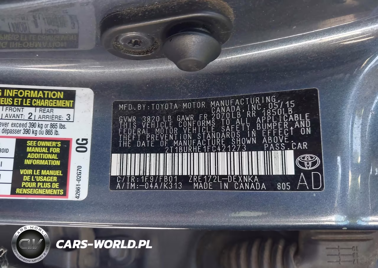 2015 Toyota Corolla Le VIN:2T1BURHE1FC421273 - 9