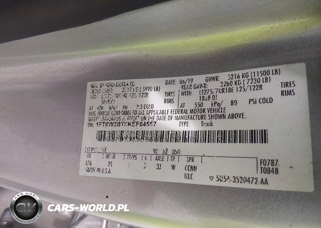 2019 Ford F-350 Xlt VIN:1FT8W3BT6KEF64557 - 8