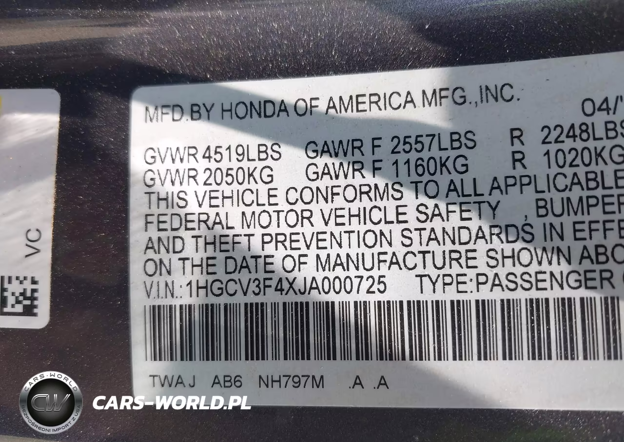 2018 Honda Accord Hybrid Ex VIN:1HGCV3F4XJA000725 - 9