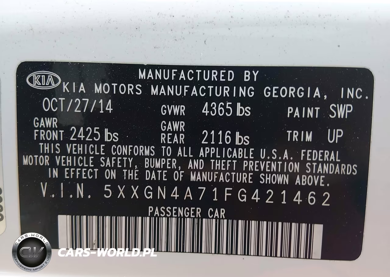 2015 Kia Optima Ex VIN:5XXGN4A71FG421462 - 9