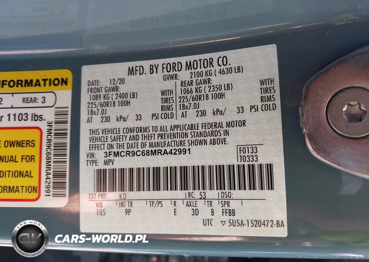 2021 Ford Bronco Sport Outer Banks VIN:3FMCR9C68MRA42991 - 9