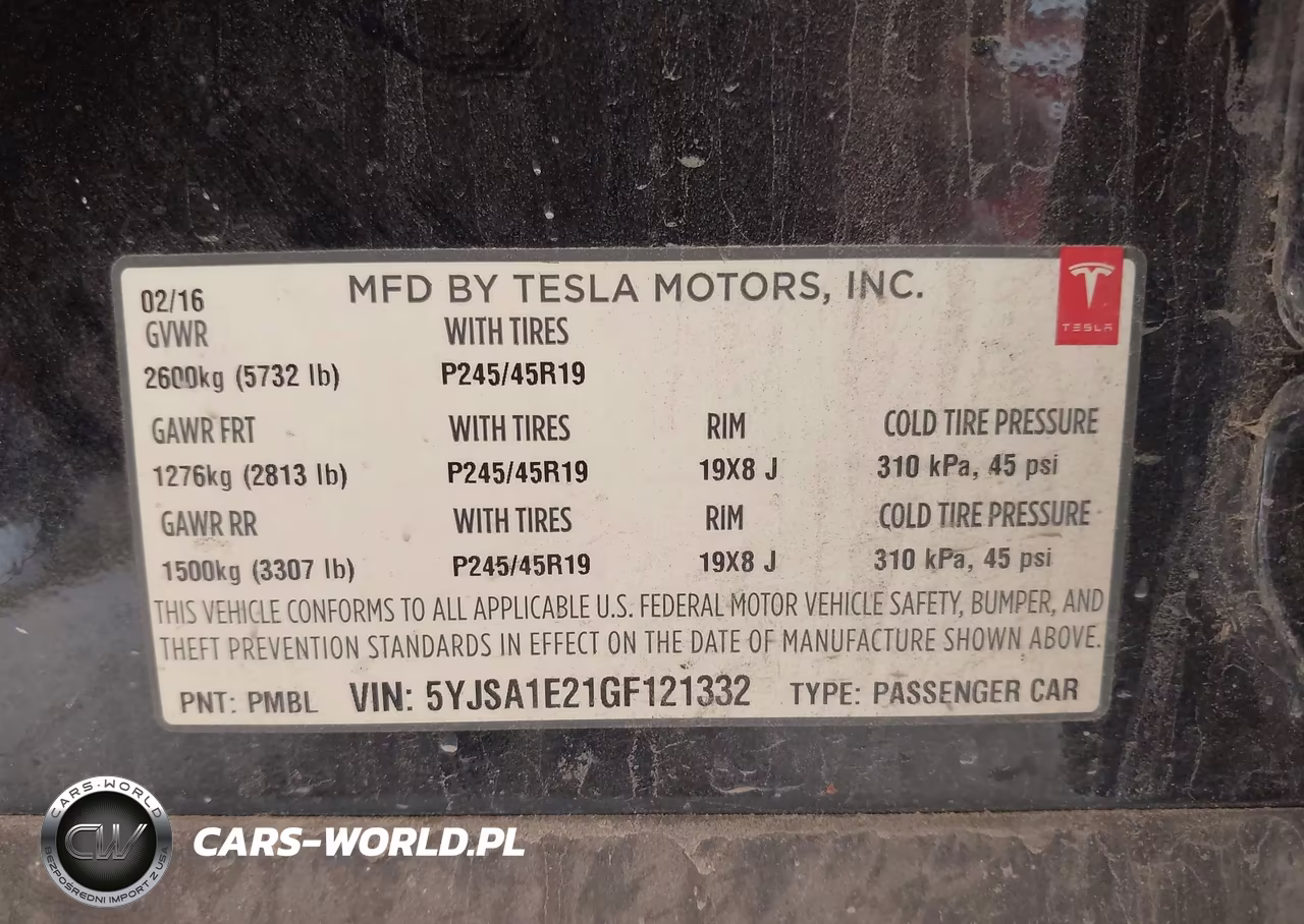 2016 Tesla Model S 60D-70D-75D-85D-90D VIN:5YJSA1E21GF121332 - 9