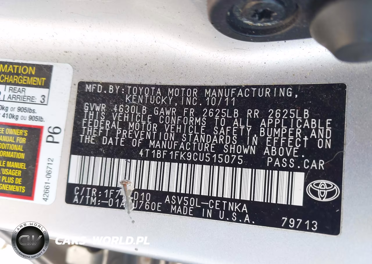 2012 Toyota Camry Le VIN:4T1BF1FK9CU515075 - 9