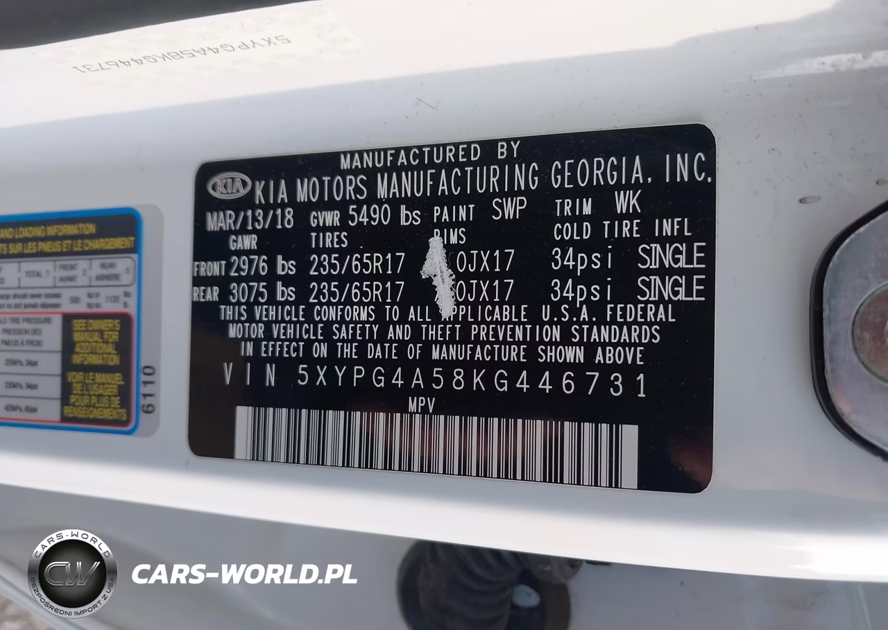 2019 Kia Sorento 3.3L Lx VIN:5XYPG4A58KG446731 - 9