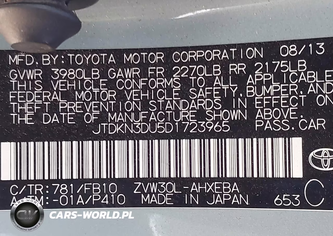 2013 Toyota Prius VIN:JTDKN3DU5D1723965 - 9
