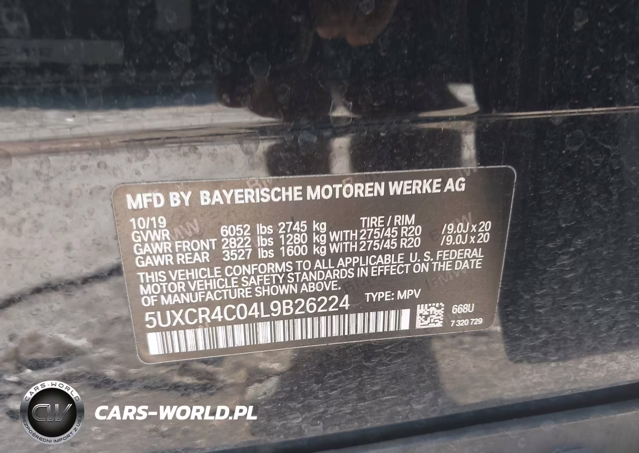 2020 BMW X5 Sdrive40I VIN:5UXCR4C04L9B26224 - 9