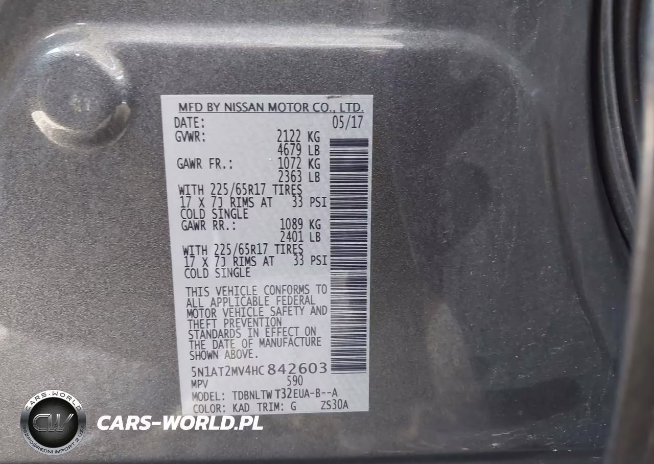 2017 Nissan Rogue Sv VIN:5N1AT2MV4HC842603 - 9