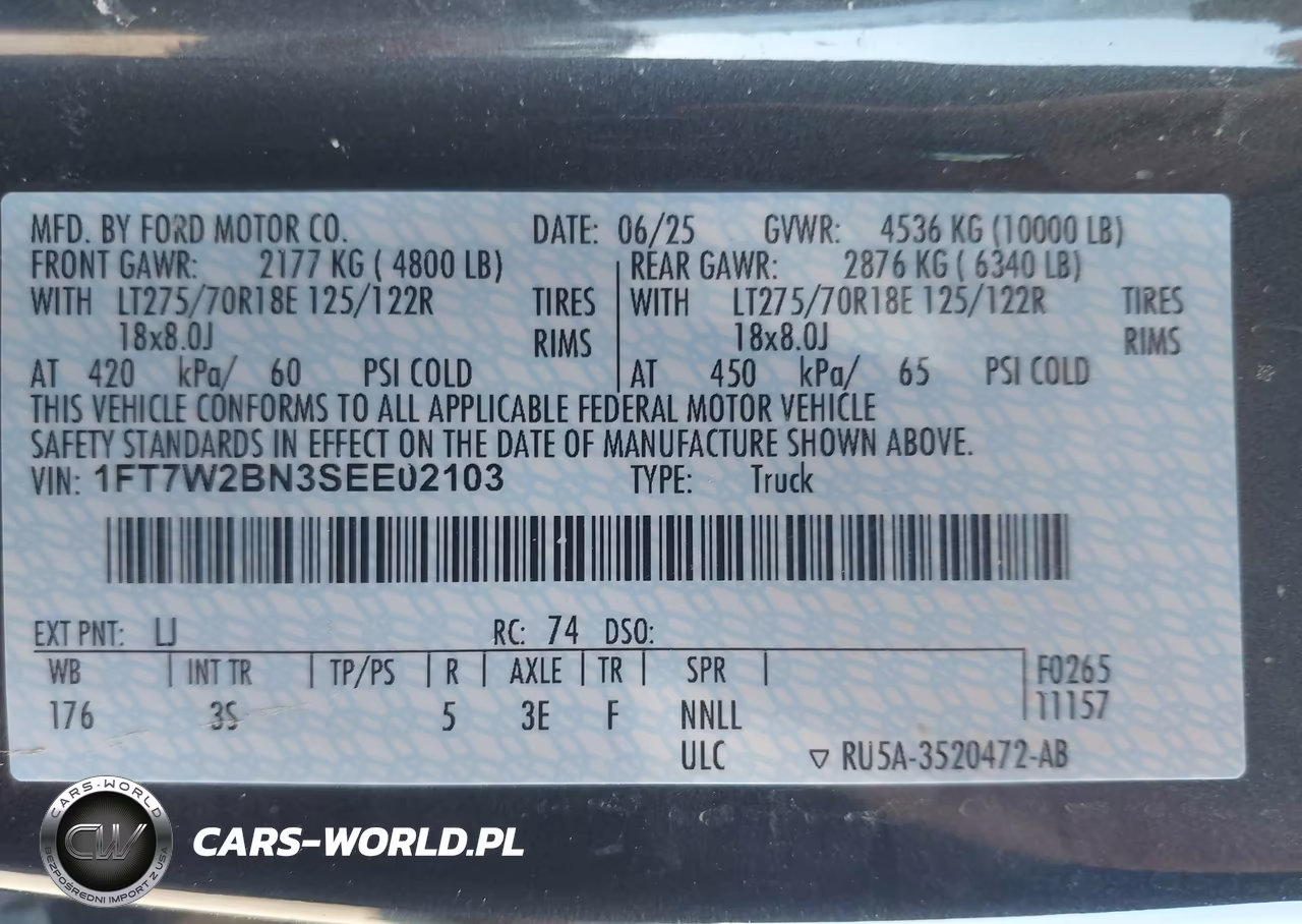 2025 Ford F-250 Xlt VIN:1FT7W2BN3SEE02103 - 9