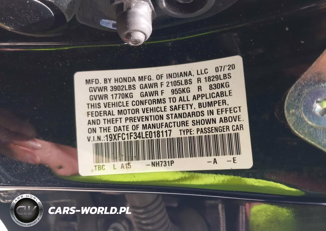 2020 Honda Civic Ex VIN:19XFC1F34LE018117 - 9