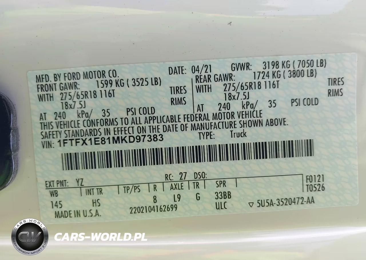 2021 Ford F-150 Lariat VIN:1FTFX1E81MKD97383 - 9