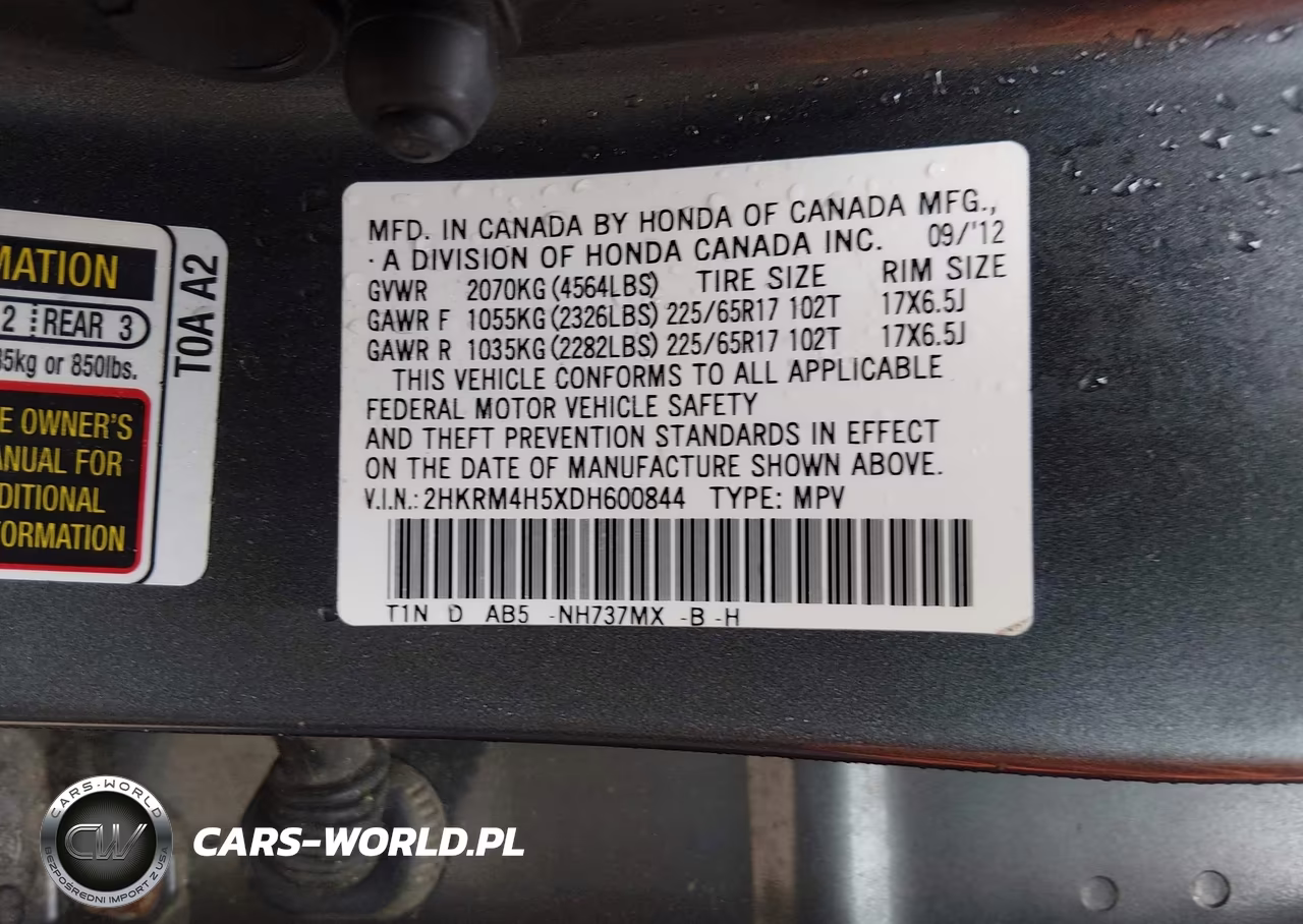 2013 Honda Cr-V Ex VIN:2HKRM4H5XDH600844 - 9