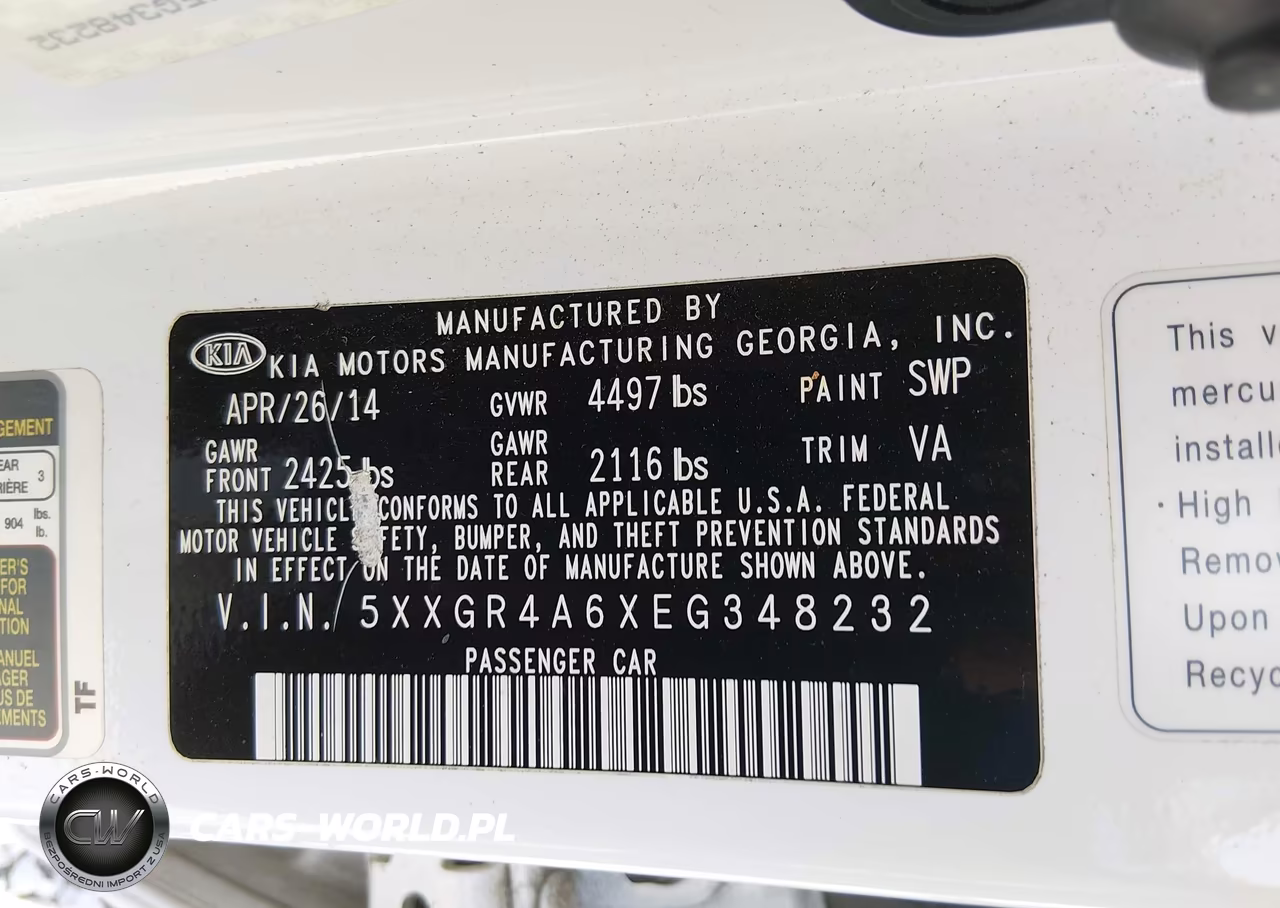 2014 Kia Optima Sxl Turbo VIN:5XXGR4A6XEG348232 - 9