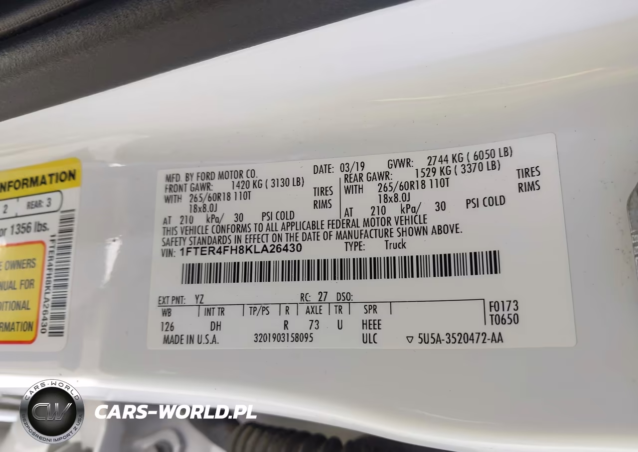 2019 Ford Ranger Lariat VIN:1FTER4FH8KLA26430 - 9