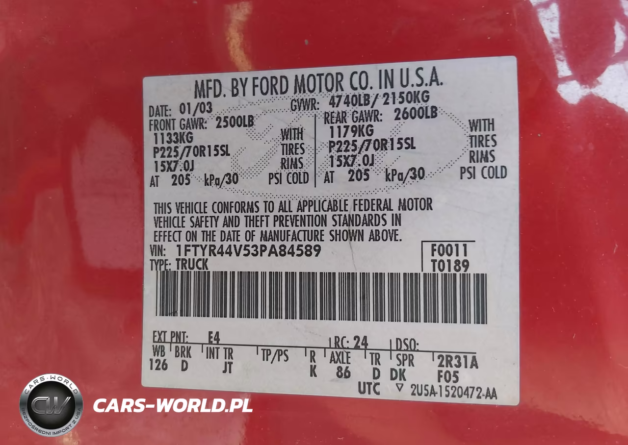 2003 Ford Ranger VIN:1FTYR44V53PA84589 - 9