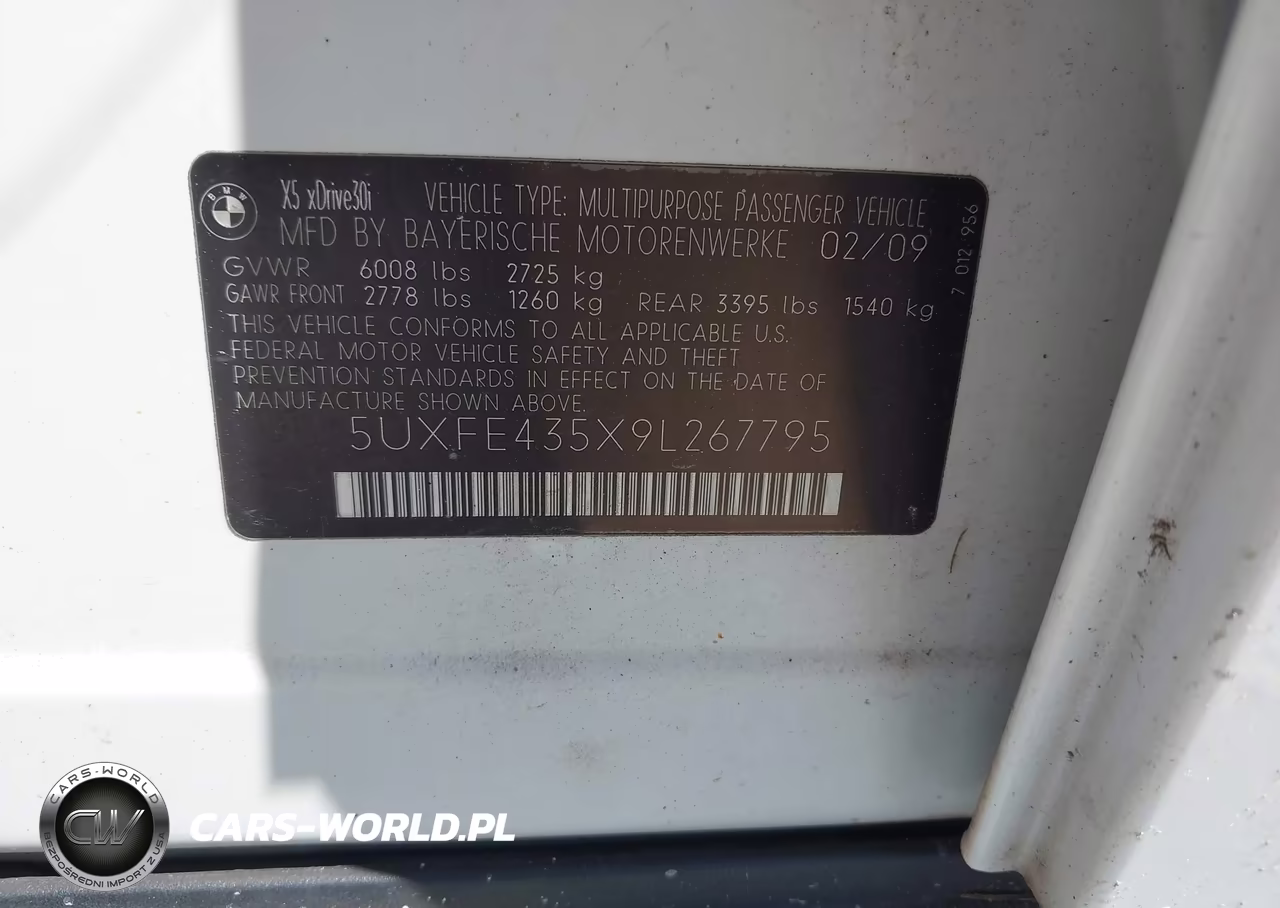 2009 BMW X5 xDrive30I VIN:5UXFE435X9L267795 - 9