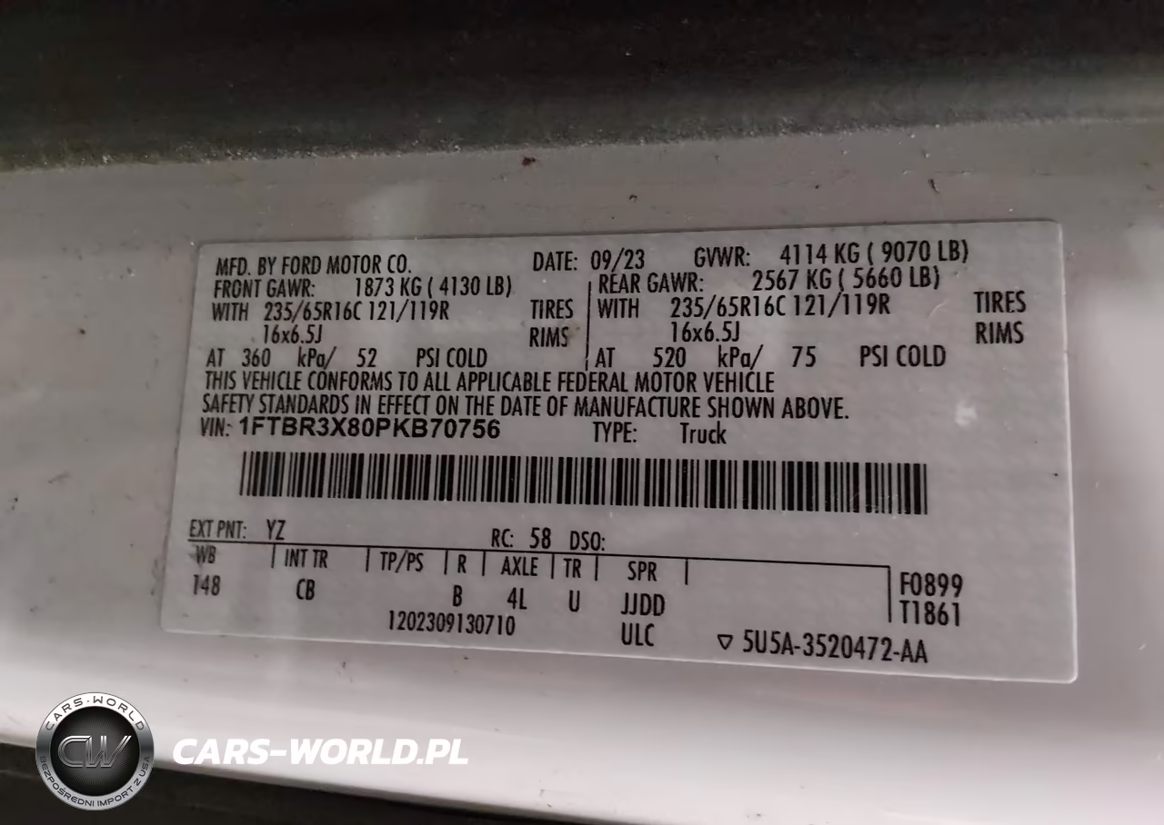 2023 Ford Transit-250 Cargo Van VIN:1FTBR3X80PKB70756 - 9