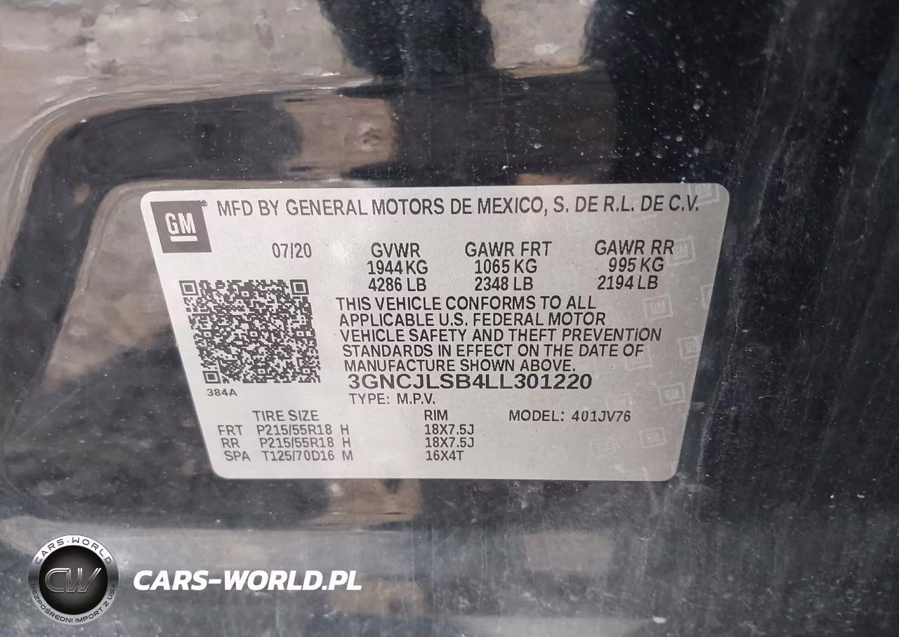 2020 CHEVROLET TRAX 1LT VIN:3GNCJLSB4LL301220 - 9