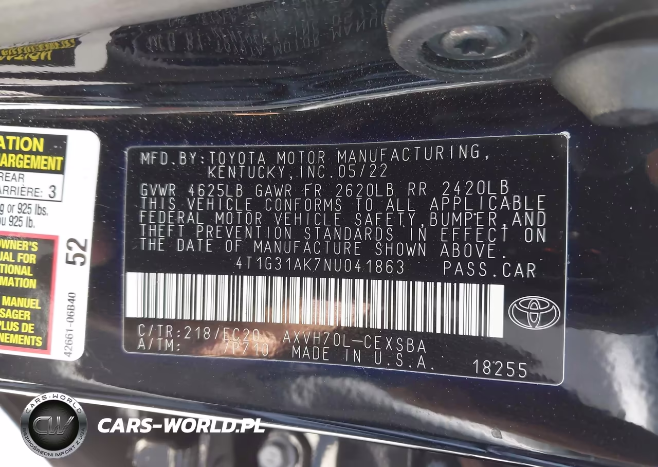 2022 Toyota Camry Nightshade Edition Hybrid VIN:4T1G31AK7NU041863 - 9