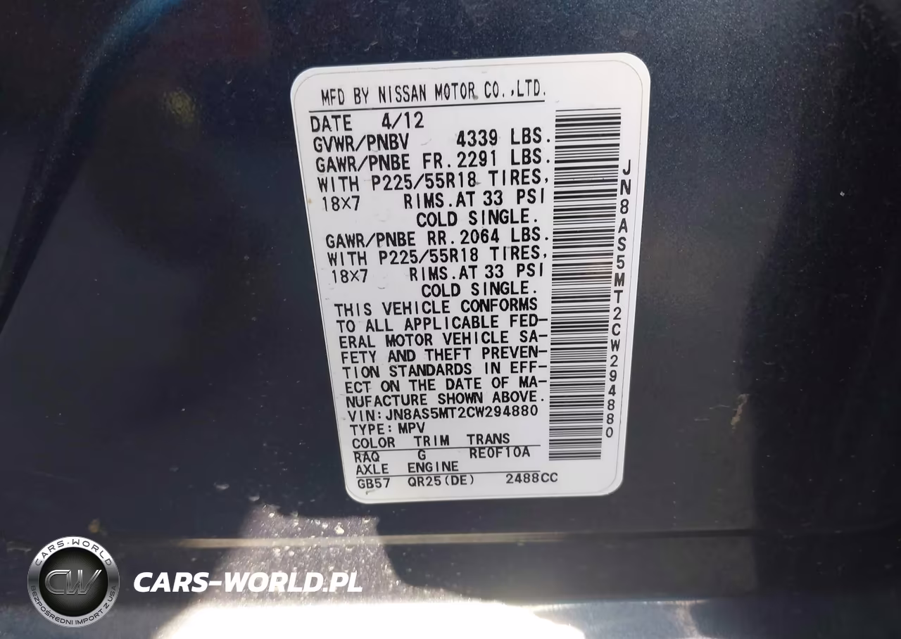 2012 Nissan Rogue Sv W-Sl Pkg VIN:JN8AS5MT2CW294880 - 9