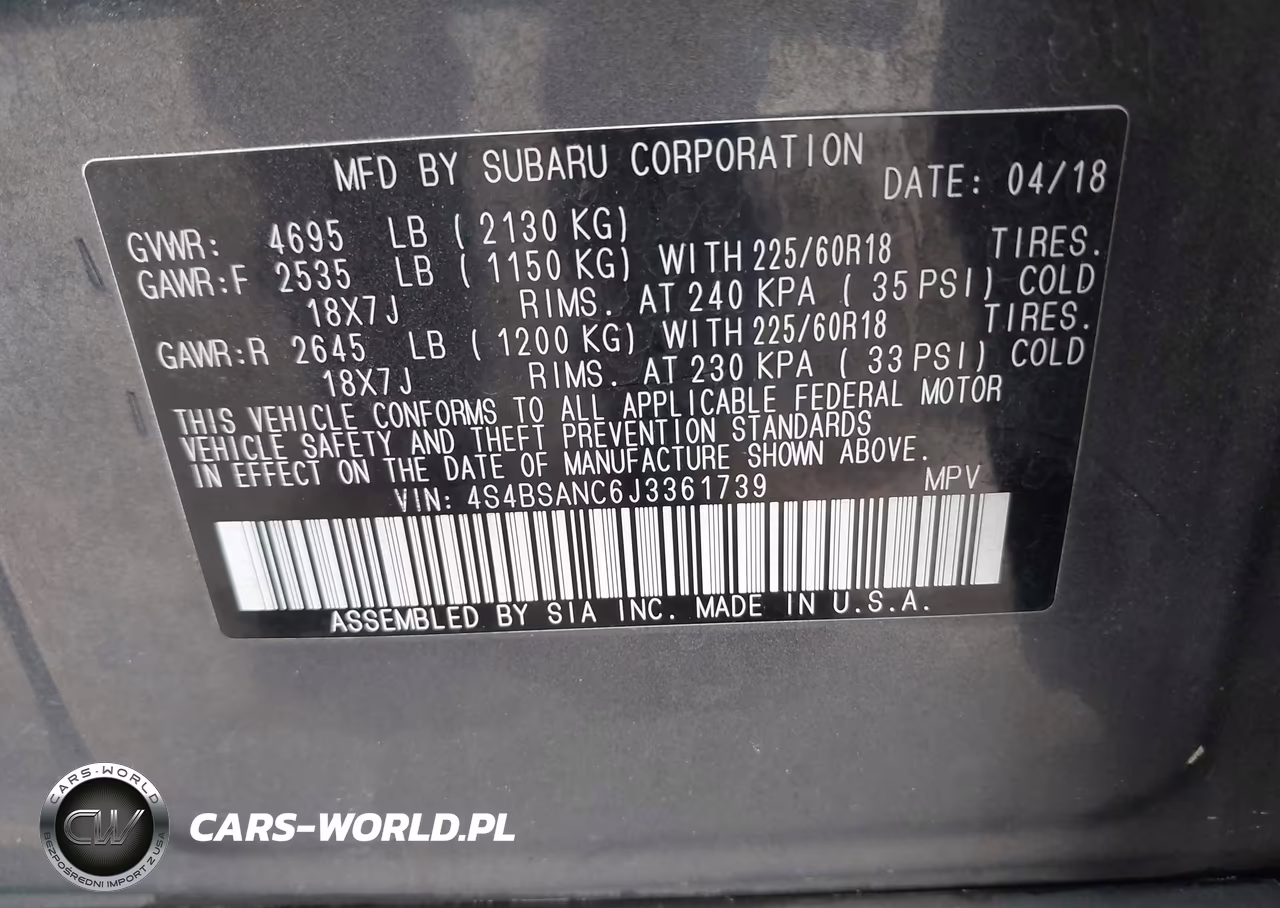 2018 Subaru Outback 2.5I Limited VIN:4S4BSANC6J3361739 - 9