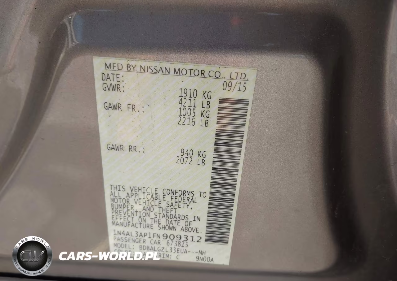 2015 Nissan Altima 2.5 S VIN:1N4AL3AP1FN909312 - 9