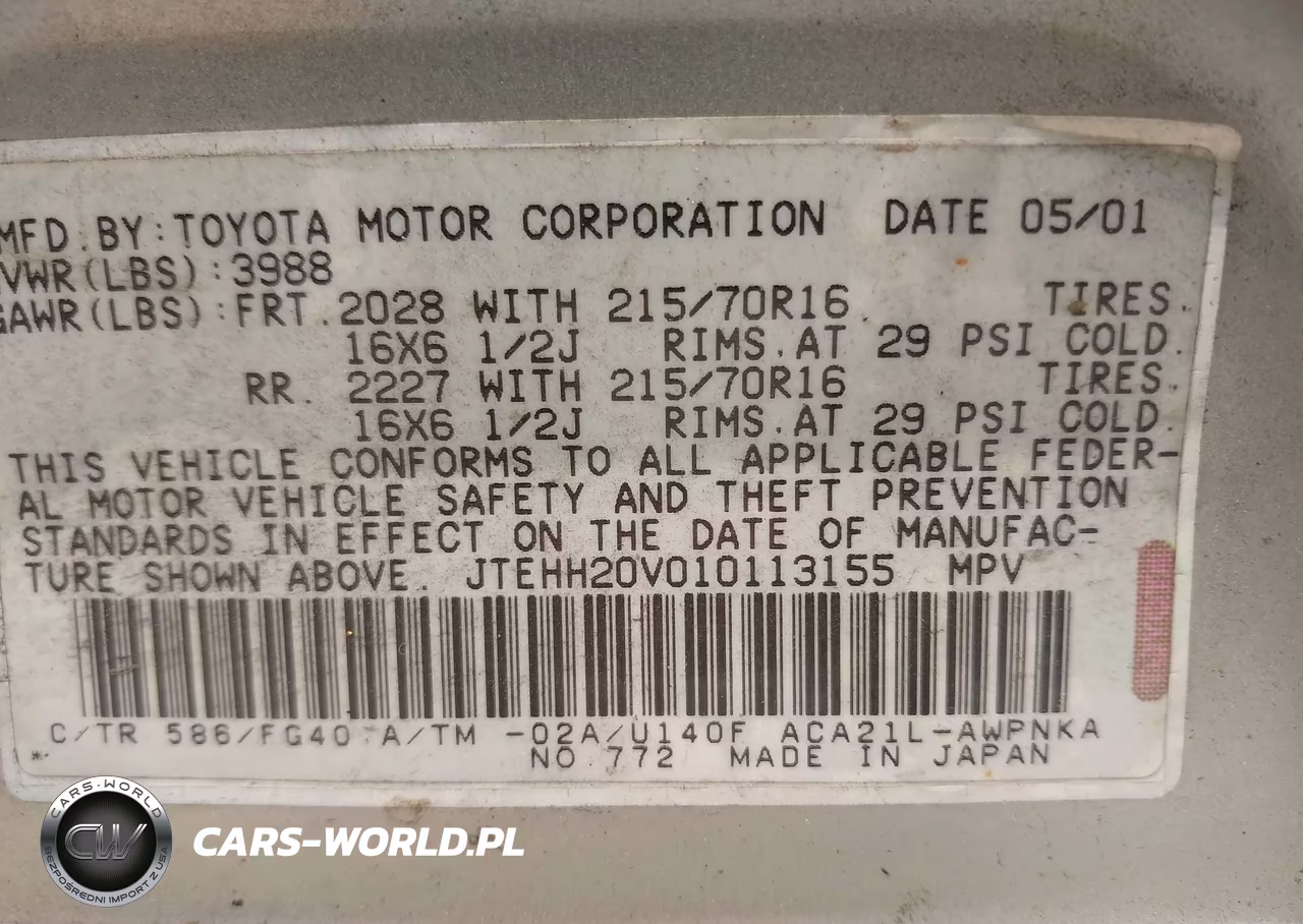 2001 Toyota Rav4 VIN:JTEHH20V010113155 - 9