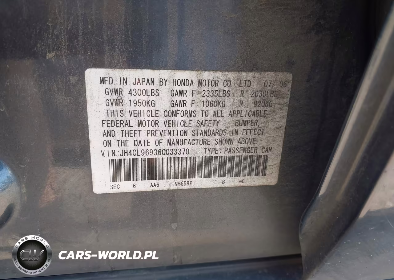 2006 Acura Tsx VIN:JH4CL96936C033370 - 9