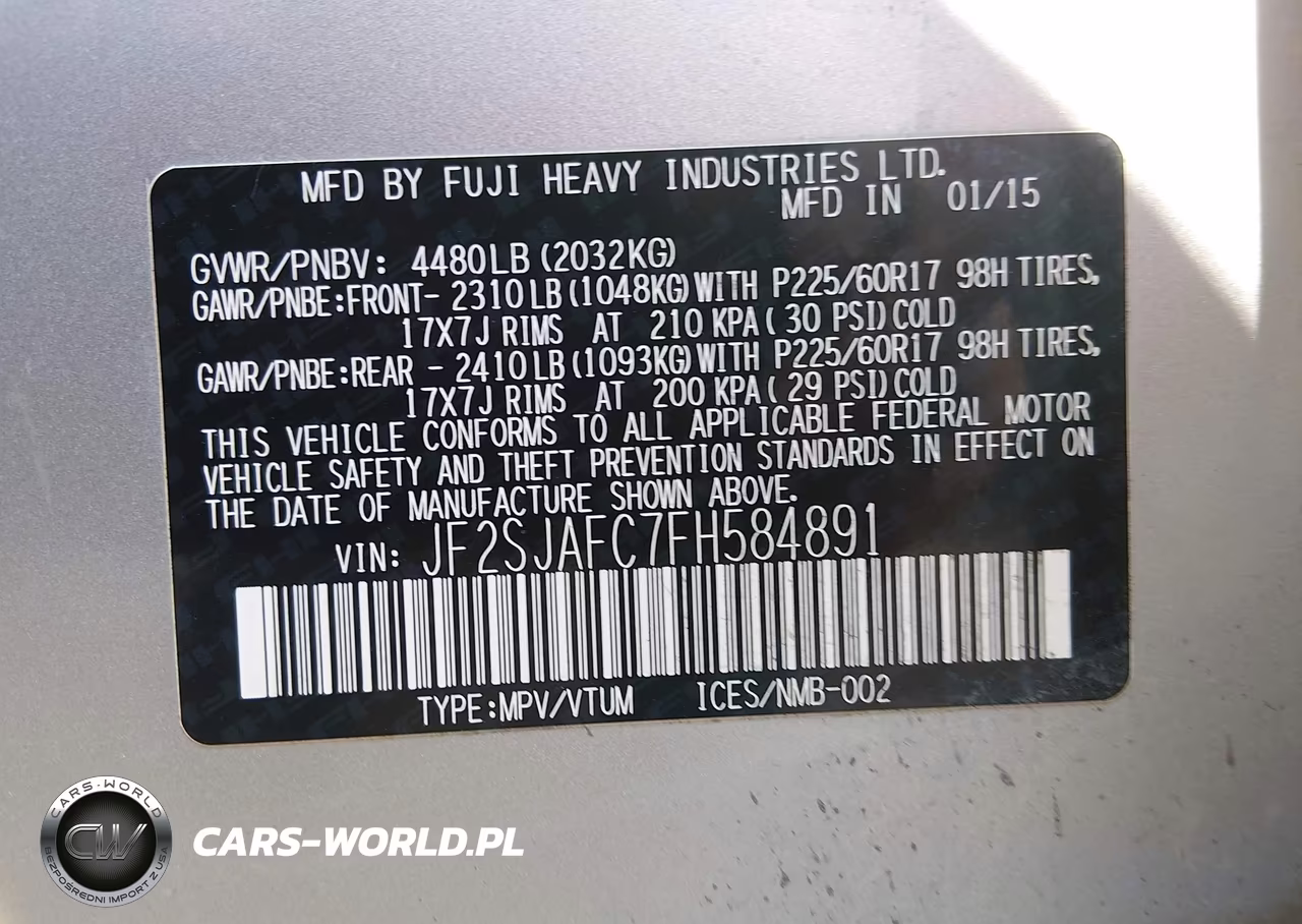 2015 Subaru Forester 2.5I Premium VIN:JF2SJAFC7FH584891 - 9