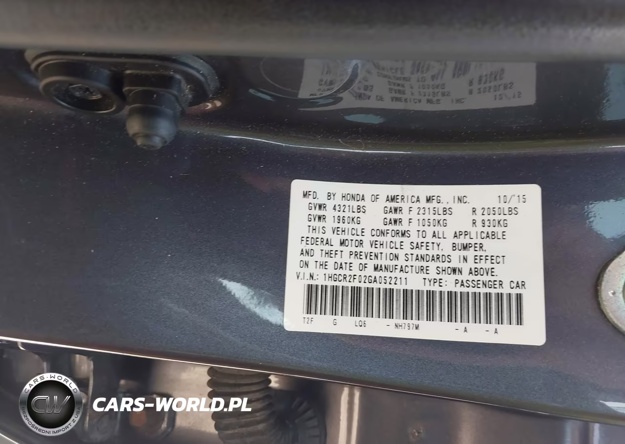 2016 Honda Accord Ex VIN:1HGCR2F02GA052211 - 9
