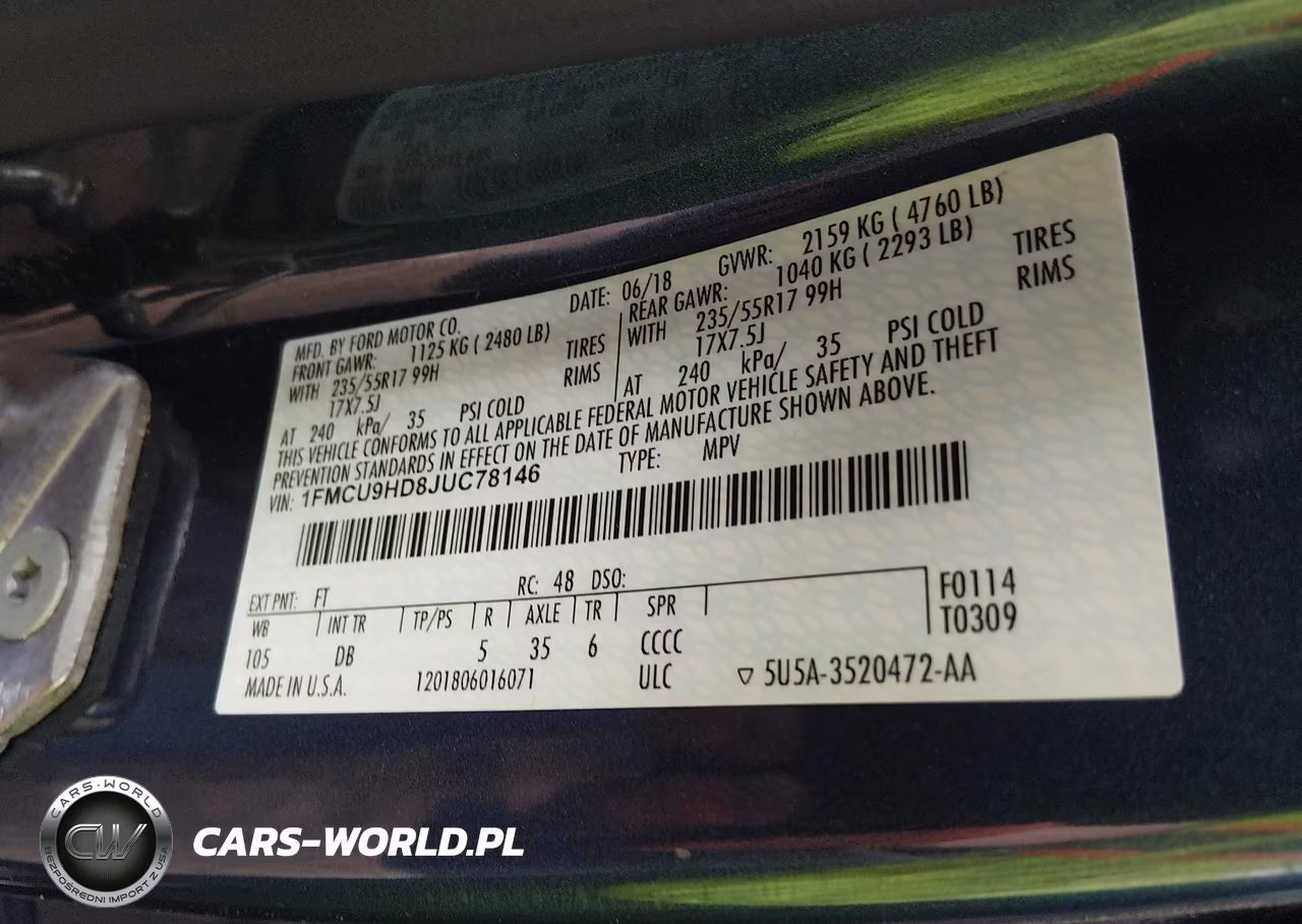 2018 Ford Escape Sel VIN:1FMCU9HD8JUC78146 - 9