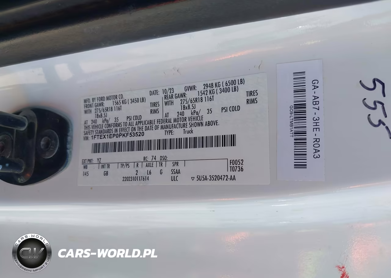 2023 Ford F-150 Xl VIN:1FTEX1EP0PKF53520 - 9