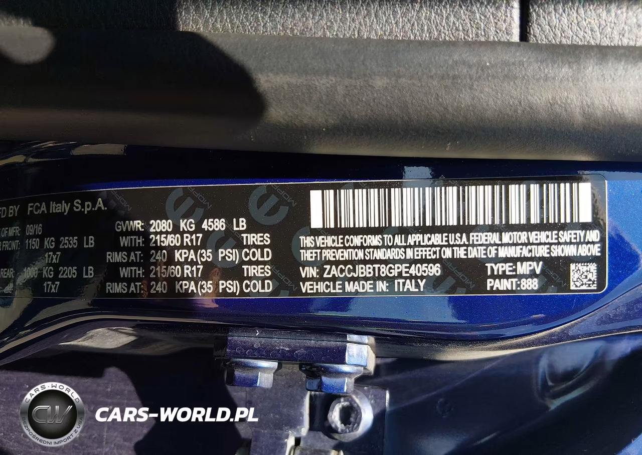 2016 Jeep Renegade Latitude VIN:ZACCJBBT8GPE40596 - 9