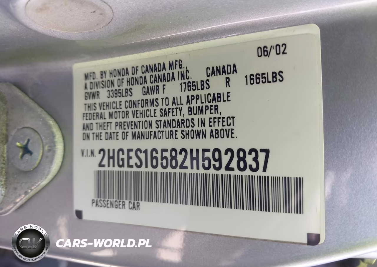 2002 Honda Civic Lx VIN:2HGES16582H592837 - 9