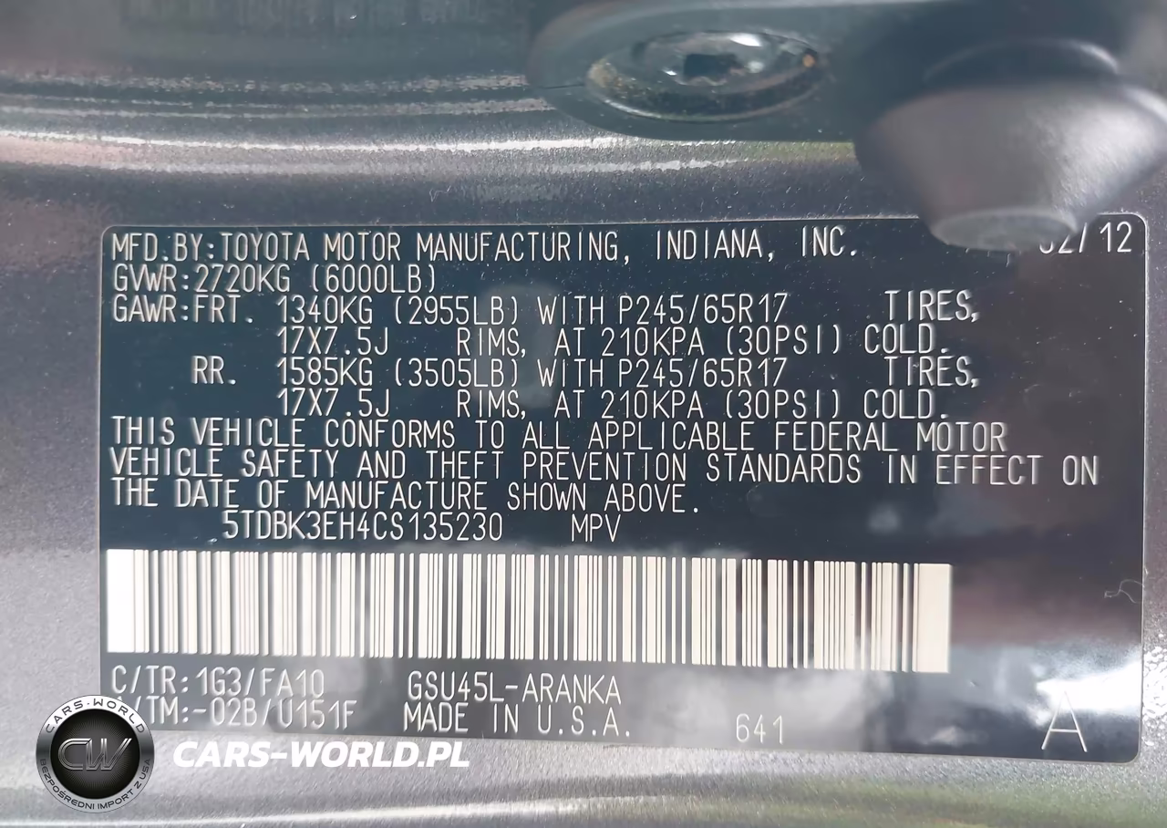 2012 Toyota Highlander Base V6 VIN:5TDBK3EH4CS135230 - 9