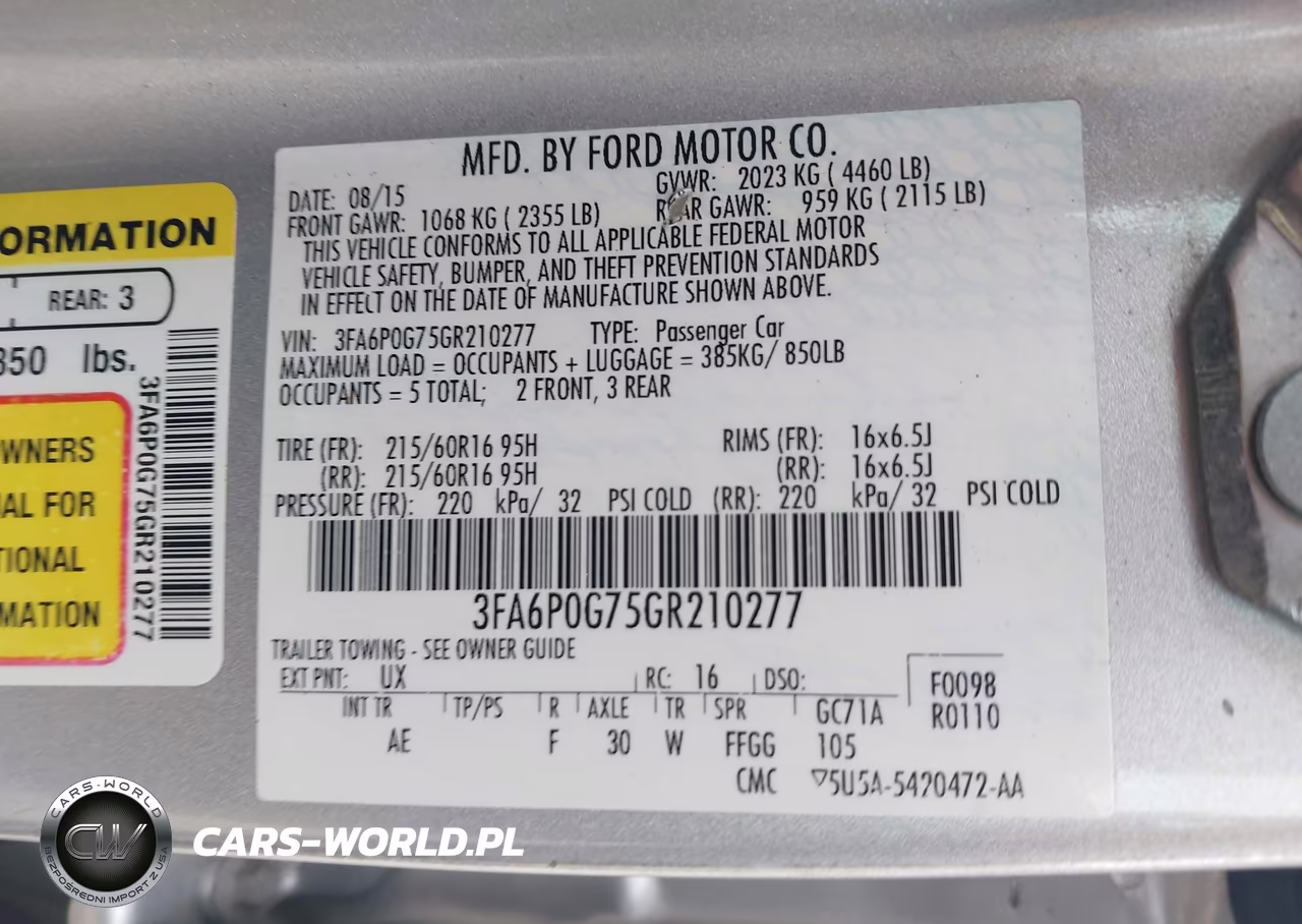 2016 Ford Fusion S VIN:3FA6P0G75GR210277 - 9