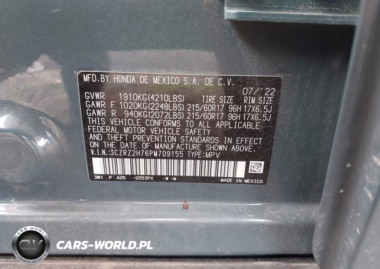 2023 Honda Hr-V Awd Ex-L VIN:3CZRZ2H76PM709155 - 9