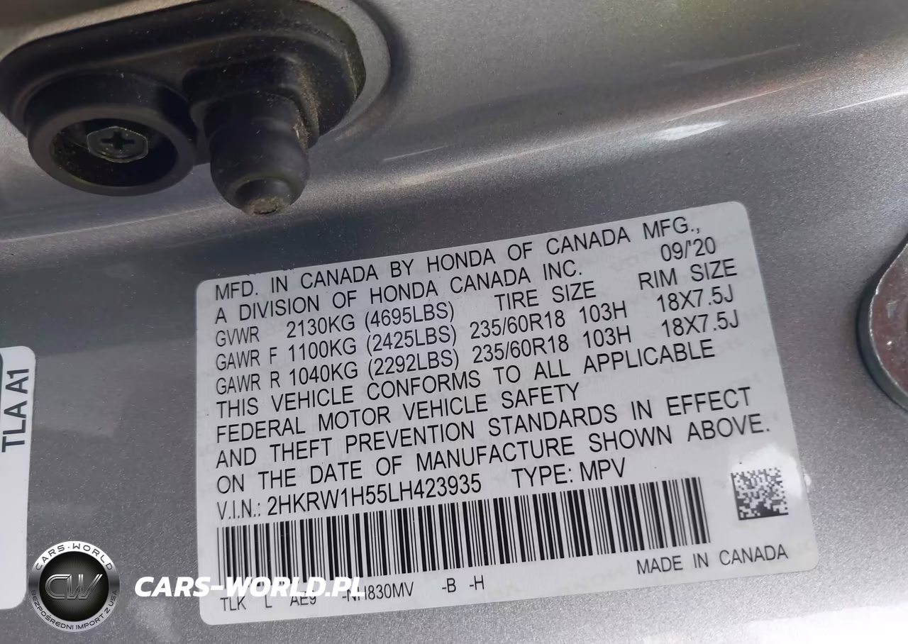 2020 Honda Cr-V 2Wd Ex VIN:2HKRW1H55LH423935 - 9