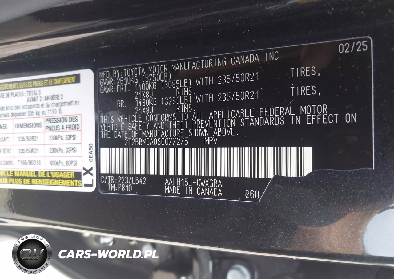 2025 Lexus Rx 350H Premium Plus VIN:2T2BBMCA0SC077275 - 9