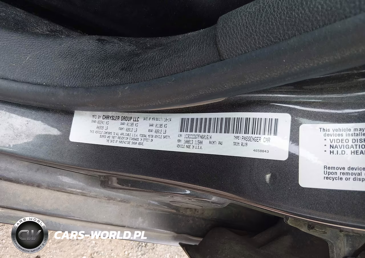 2015 Chrysler 200 S VIN:1C3CCCDG7FN601614 - 9
