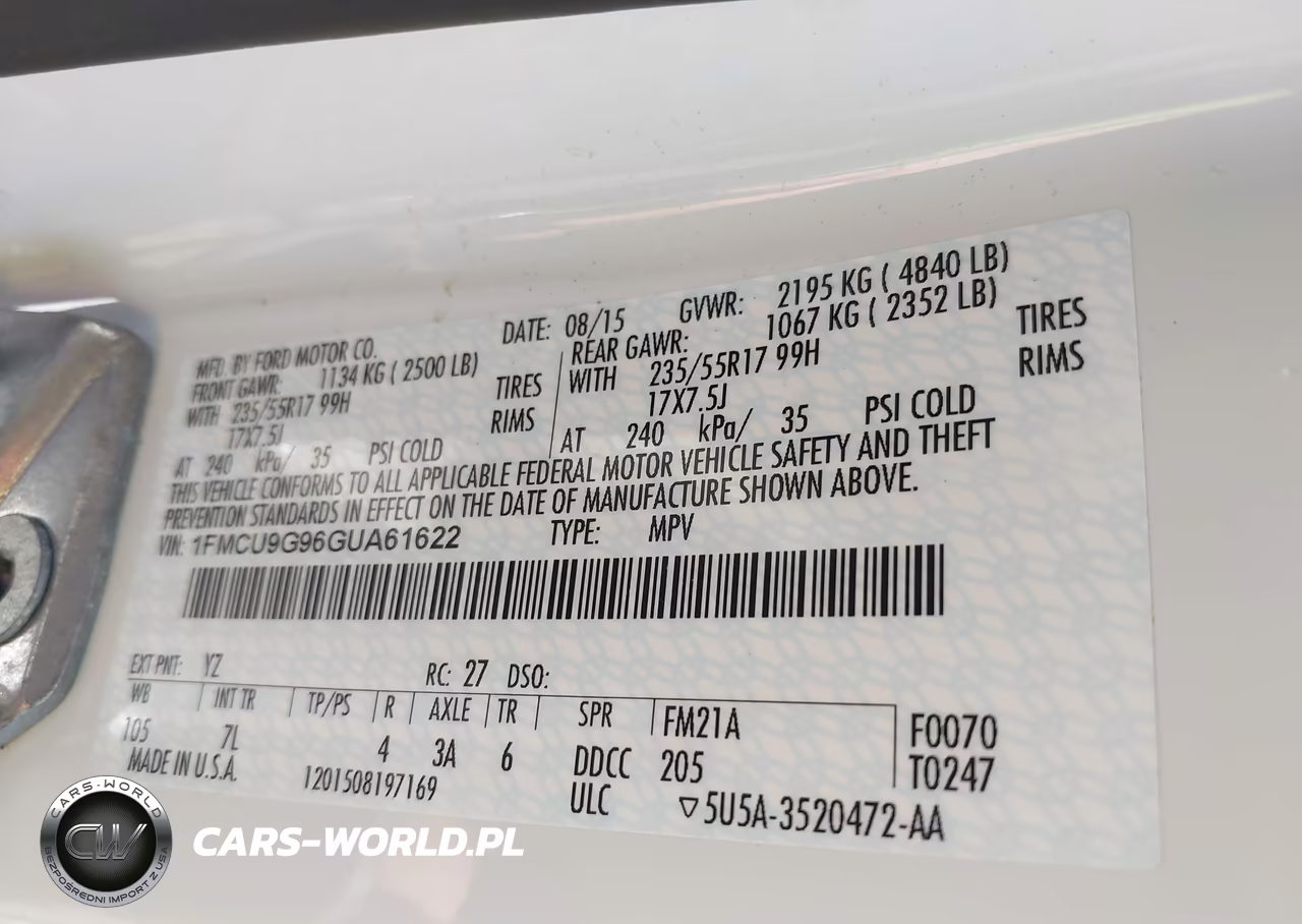 2016 Ford Escape Se VIN:1FMCU9G96GUA61622 - 9