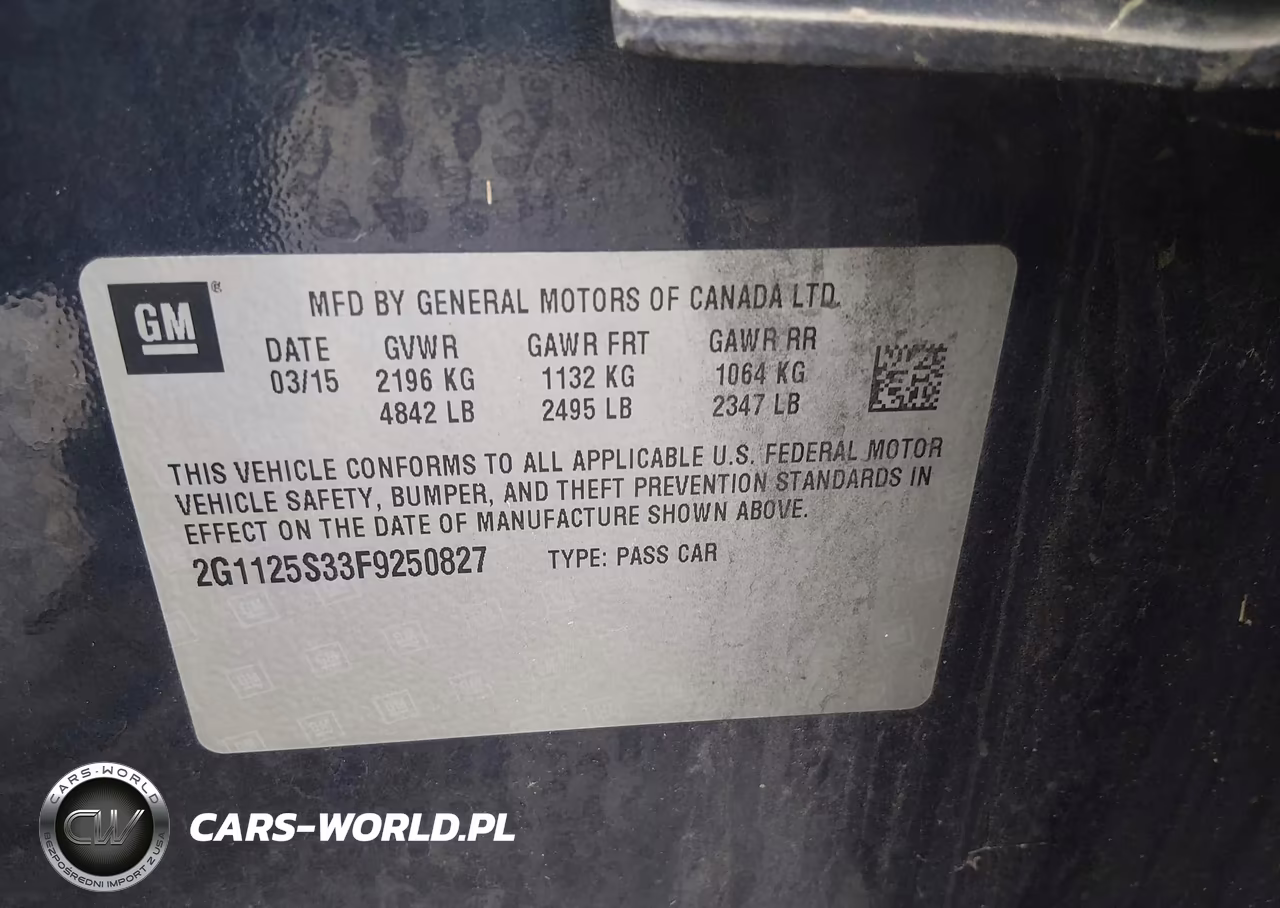 2015 Chevrolet Impala Lt VIN:2G1125S33F9250827 - 9
