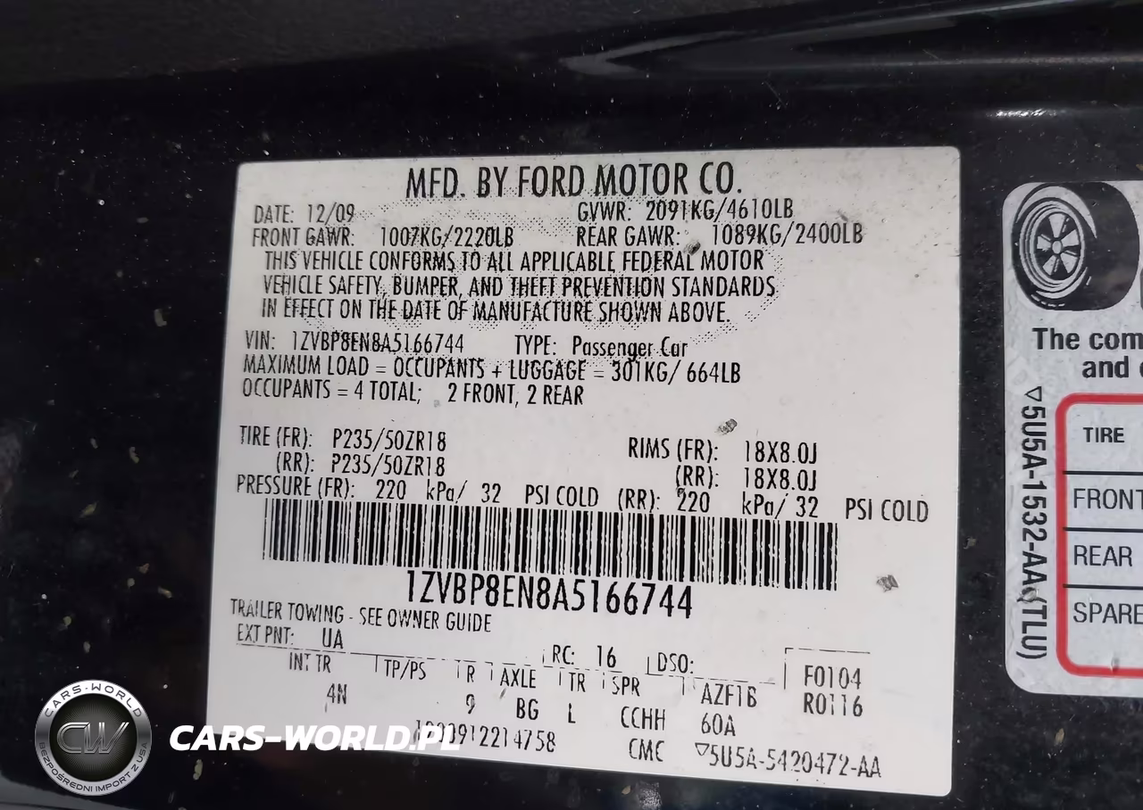 2010 Ford Mustang V6 Premium VIN:1ZVBP8EN8A5166744 - 9