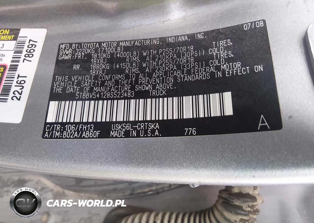 2008 Toyota Tundra Base 5.7L V8 VIN:5TBBV54128S523483 - 9