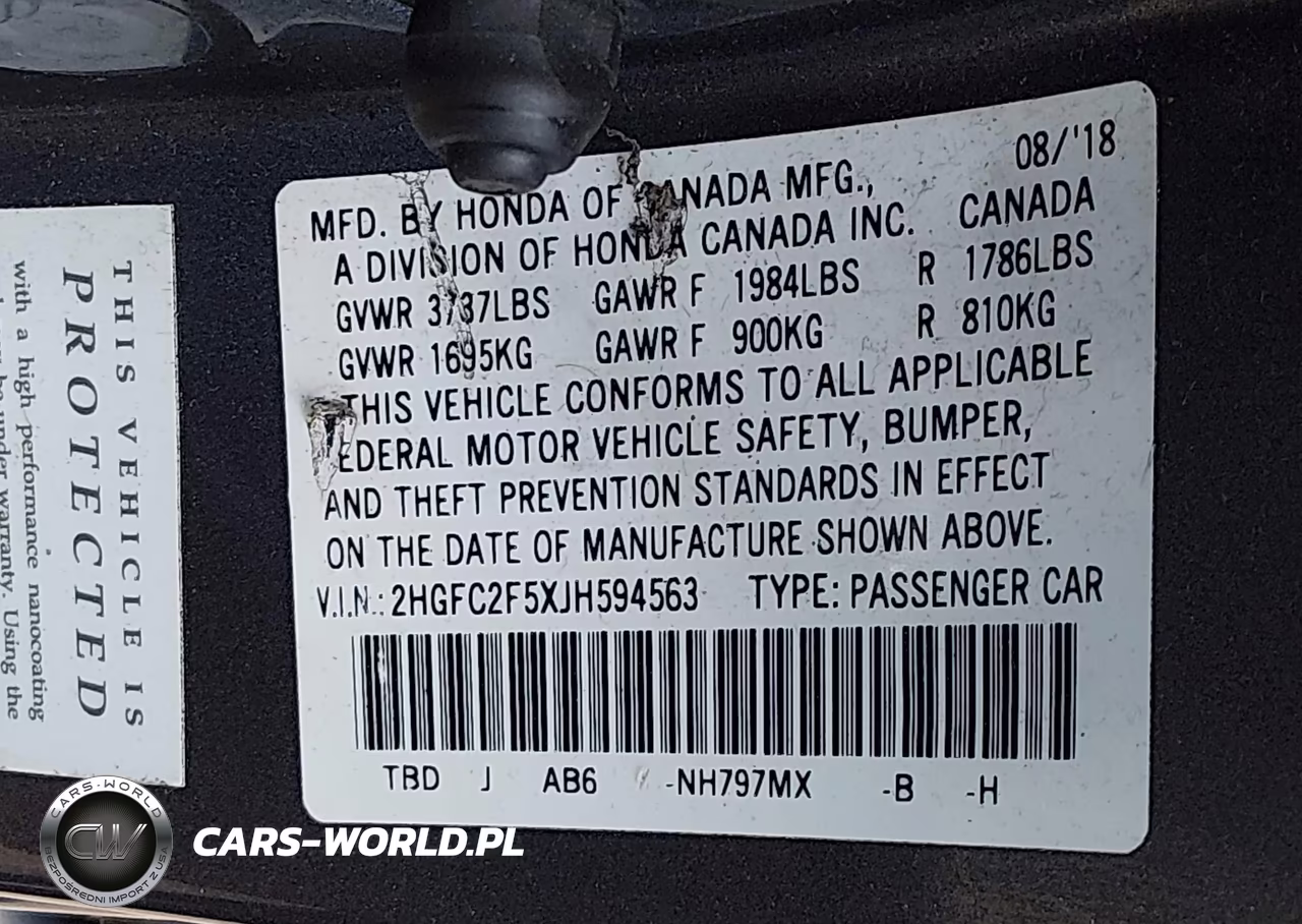 2018 Honda Civic Lx VIN:2HGFC2F5XJH594563 - 9