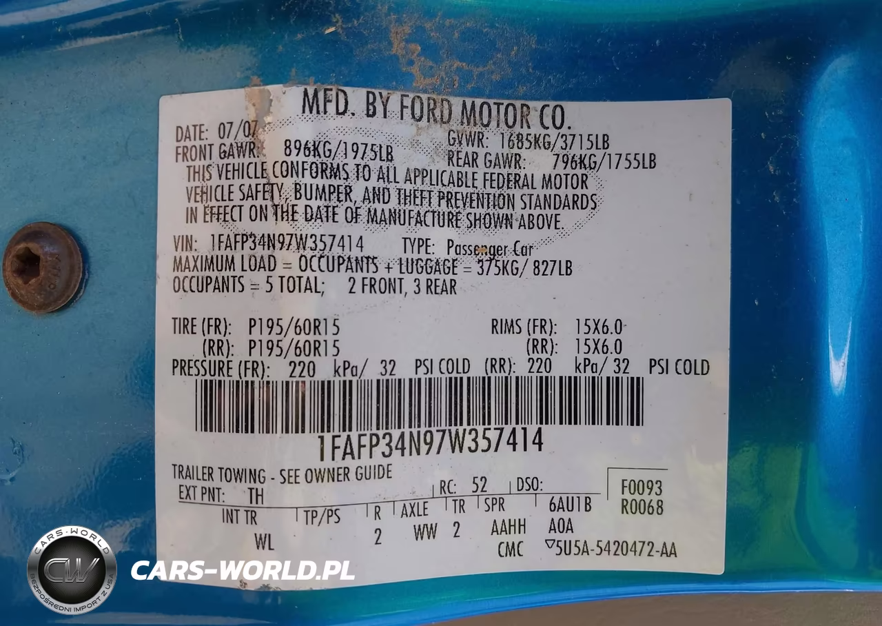 2007 Ford Focus S-Se-Ses VIN:1FAFP34N97W357414 - 9