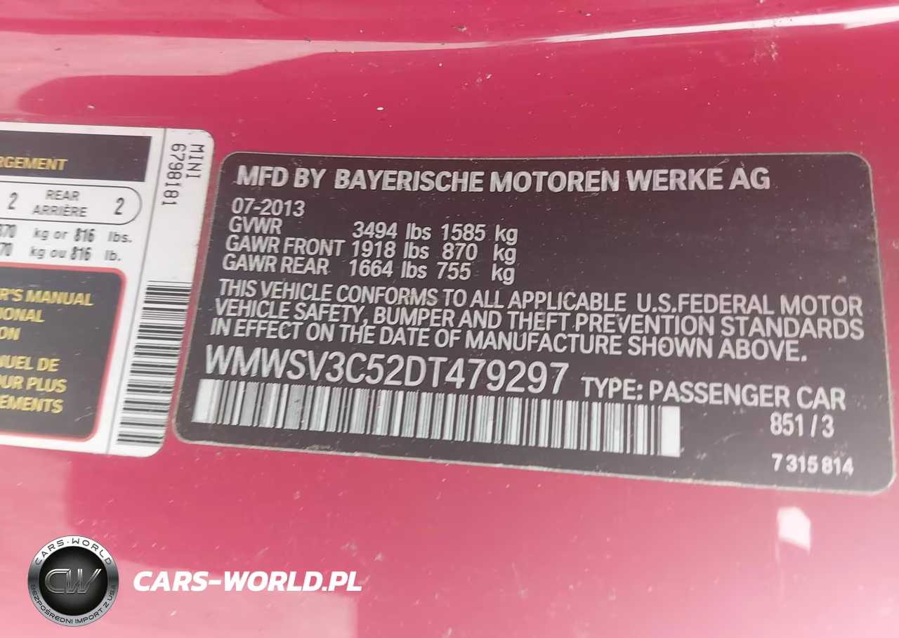 2013 Mini Hardtop Cooper S VIN:WMWSV3C52DT479297 - 9