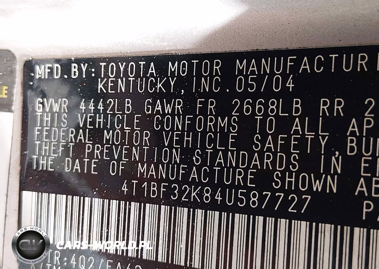 2004 Toyota Camry Xle V6 VIN:4T1BF32K84U587727 - 9